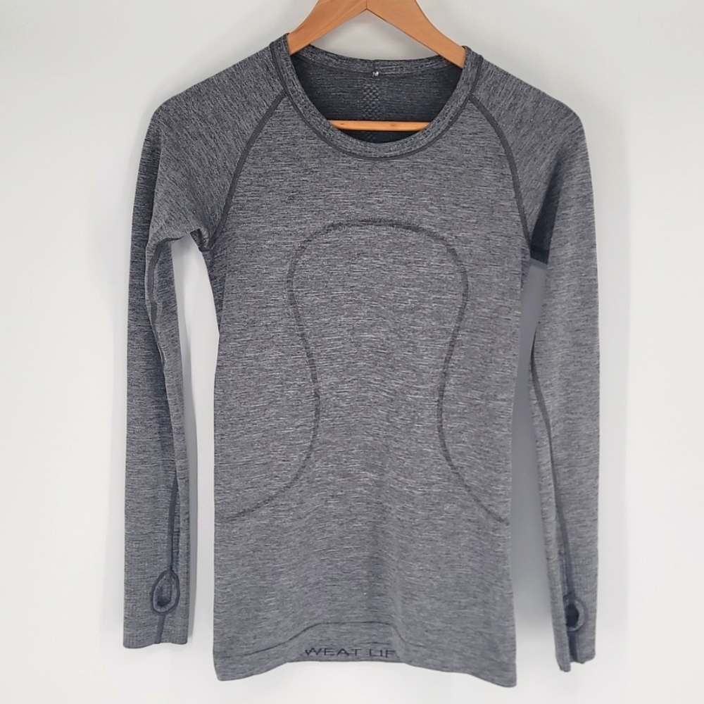 Lululemon Glitter Grey Swiftly Tech Long sleeved Top Size 6